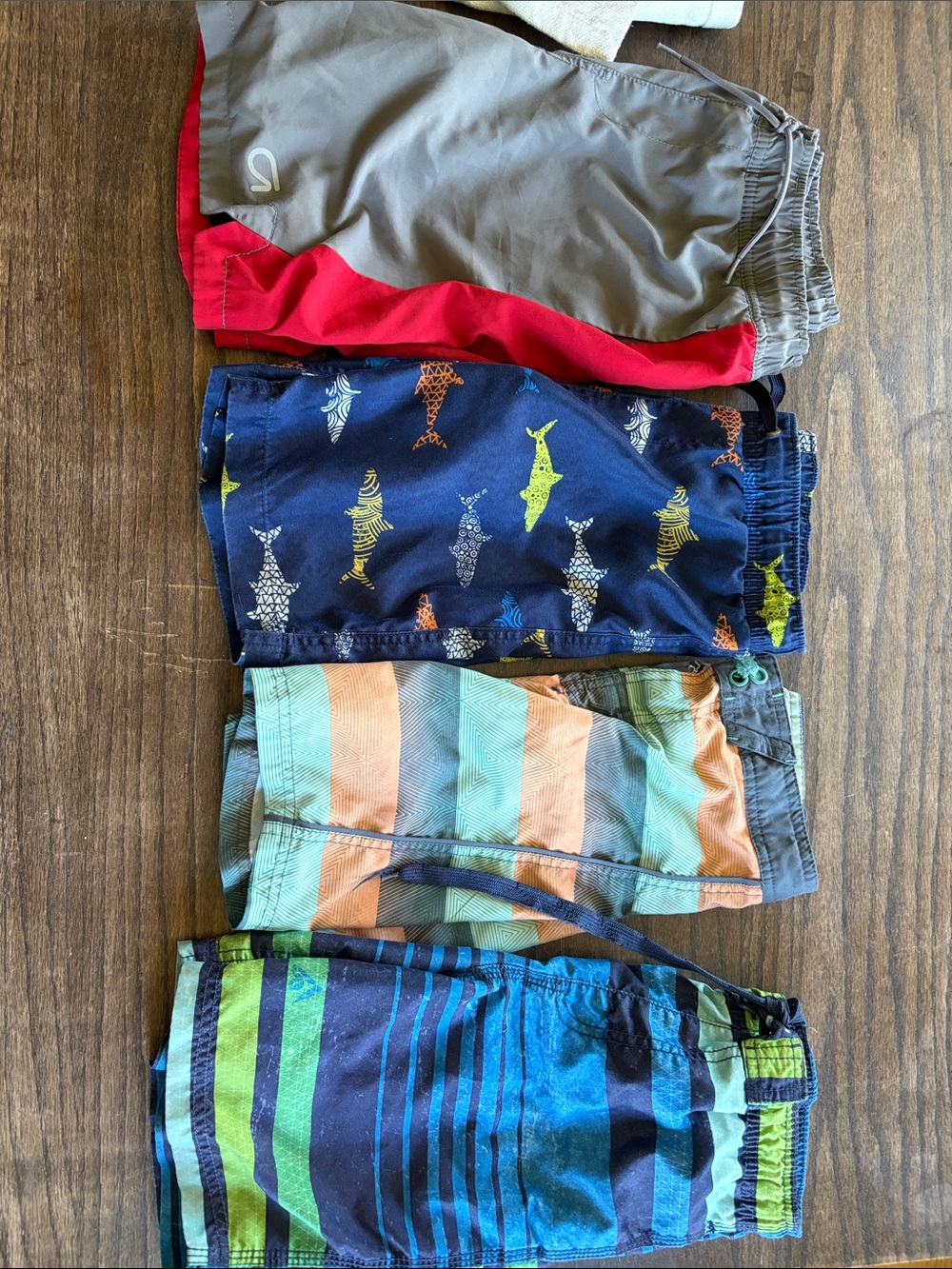 Mixed Boys Swim Shorts Bundle in Blue, Green, Orange, Gray and Red